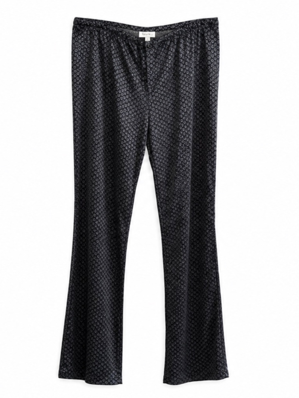 Vintage La SENZA Black & Slate Grey Patterned Satin Loose Fit Pyjama Pants